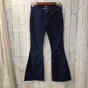 Hollister Classic Stretch 2 Short Dark Wash Denim Blue Low Rise Flare Jeans